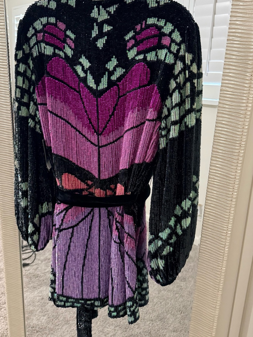 Retrofete Black Pink Lavender Mini Dress-NWT Size Small - Picture 3 of 3
